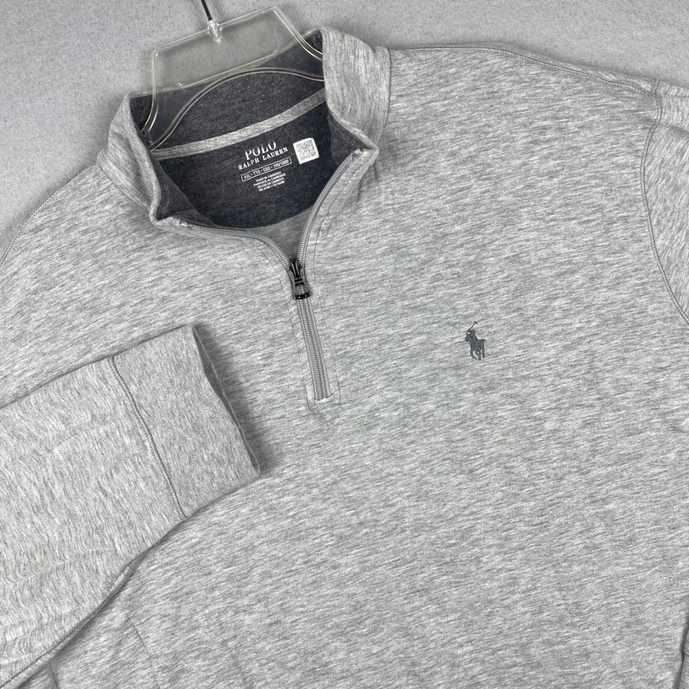 Polo Ralph Lauren Mens XXL Gray Heather Quarter Zip Pullover Pony Logo Sweater